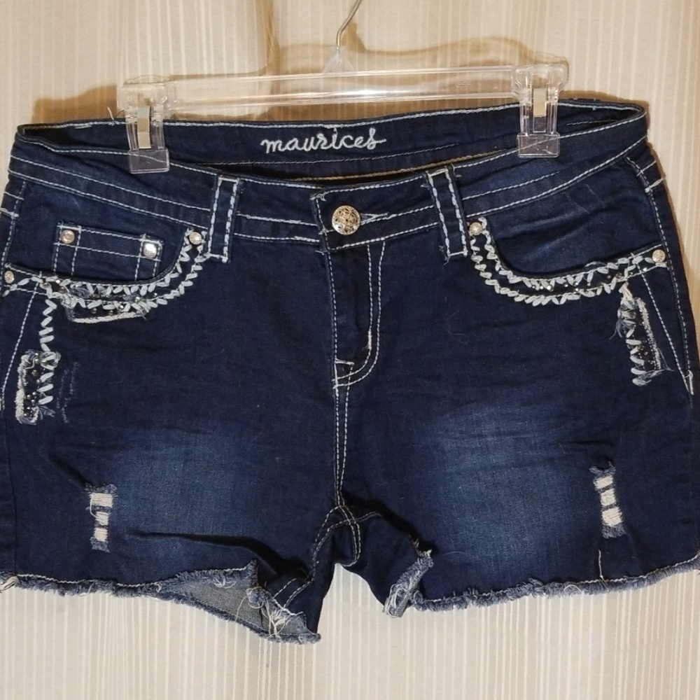 Dark jean shorts with bling